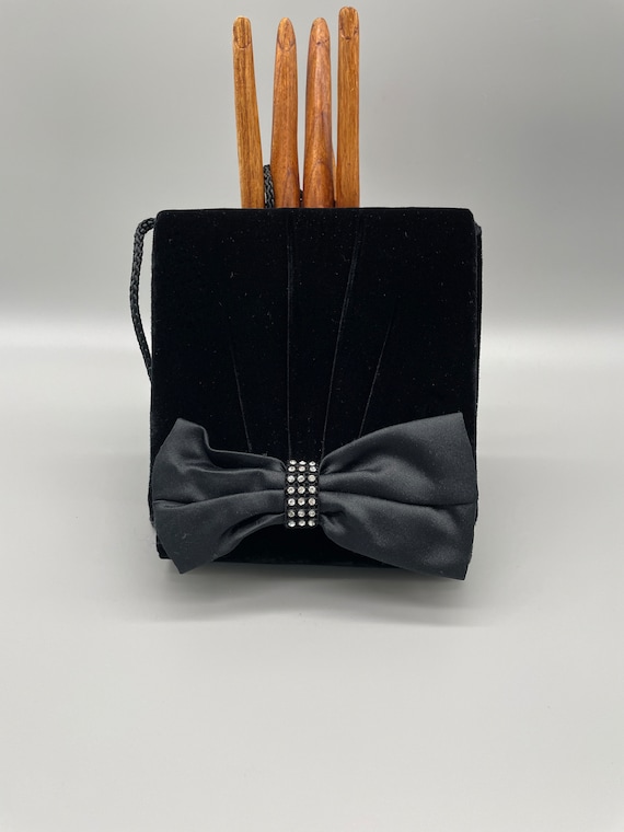 Vintage Black velvet purse with satin bow