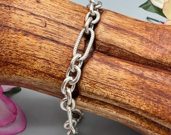 Sterling Silver Figaro Link Bracelet 7.5"