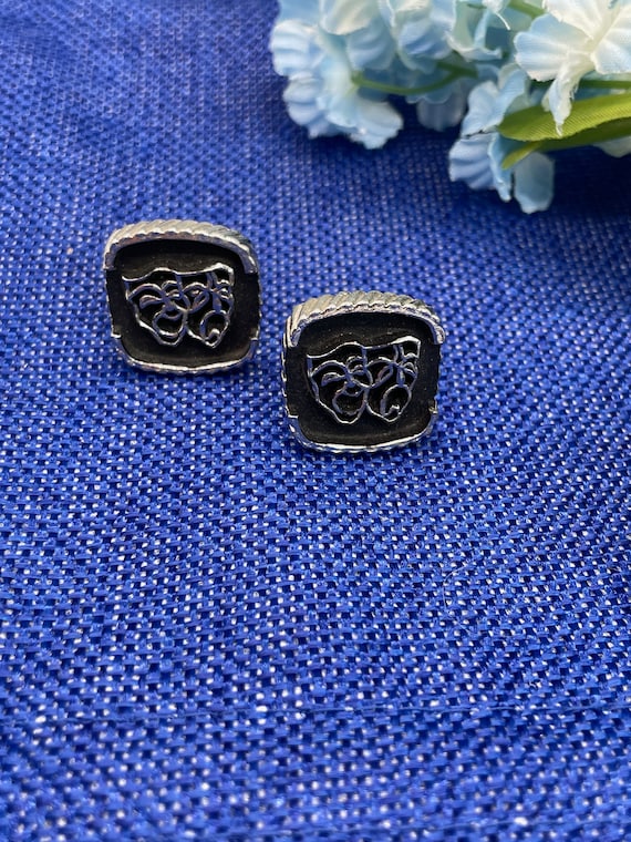 Vintage Black and Silver Theater cufflinks - image 4