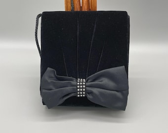 Vintage Black velvet purse with satin bow