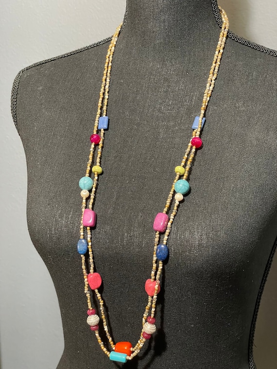 Chicos Multi- strand, multi-color beaded necklace