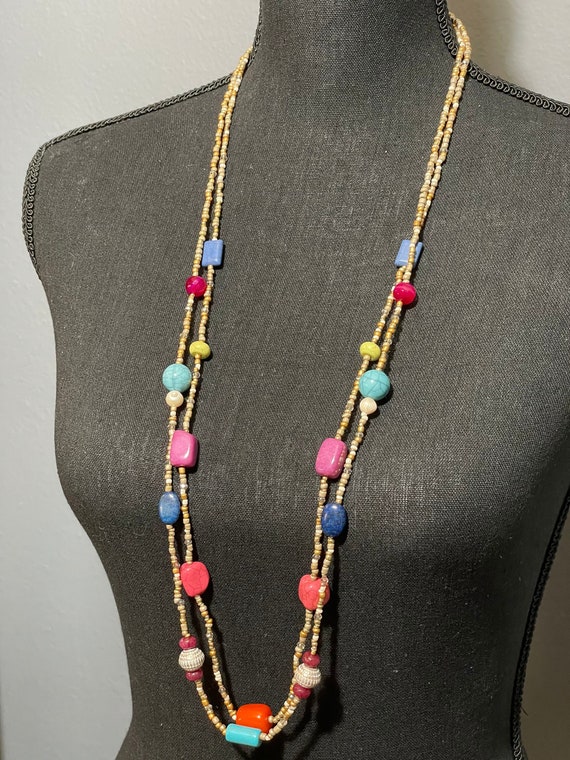 Chicos Multi- strand, multi-color beaded necklace