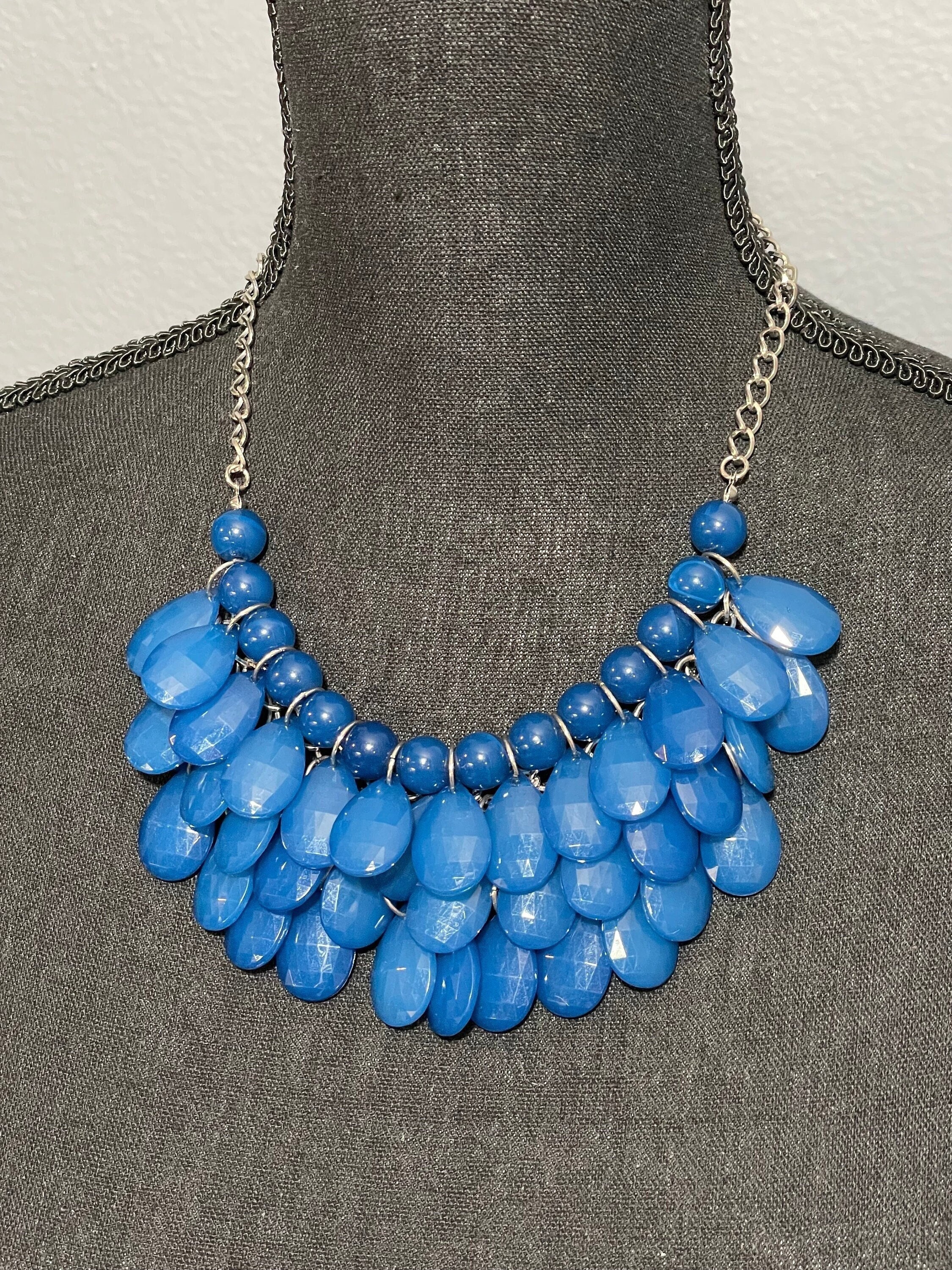 Nordstrom Blue and Silver Statement Necklace