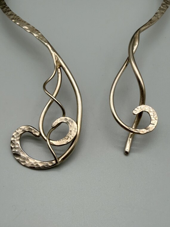 Salla Silver Hammered Artisan Statement Necklace - image 4