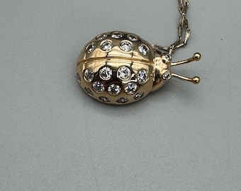 Vintage Sterling Silver Vermeil Lady Bug Necklace