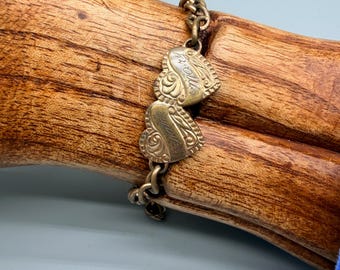 ヴィンテージ第二次世界大戦スイートハートダブルハートブレスレット