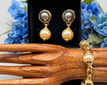 NIB - Joan Rivers Chunky Faux Pearl Bracelet and Clip-on earrings