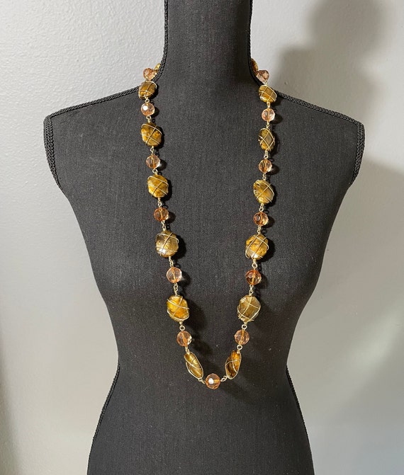 Joan Rivers Golden Brown Beads Wrapped with Gold … - image 1
