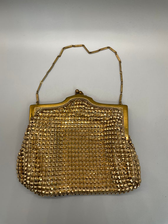 Vintage Whiting & Davis gold mesh evening bag cir… - image 3