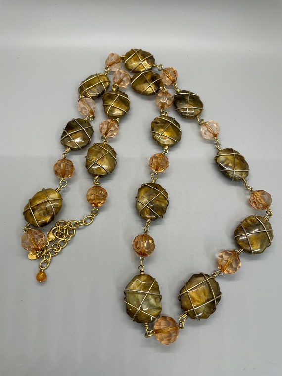 Joan Rivers Golden Brown Beads Wrapped with Gold … - image 4