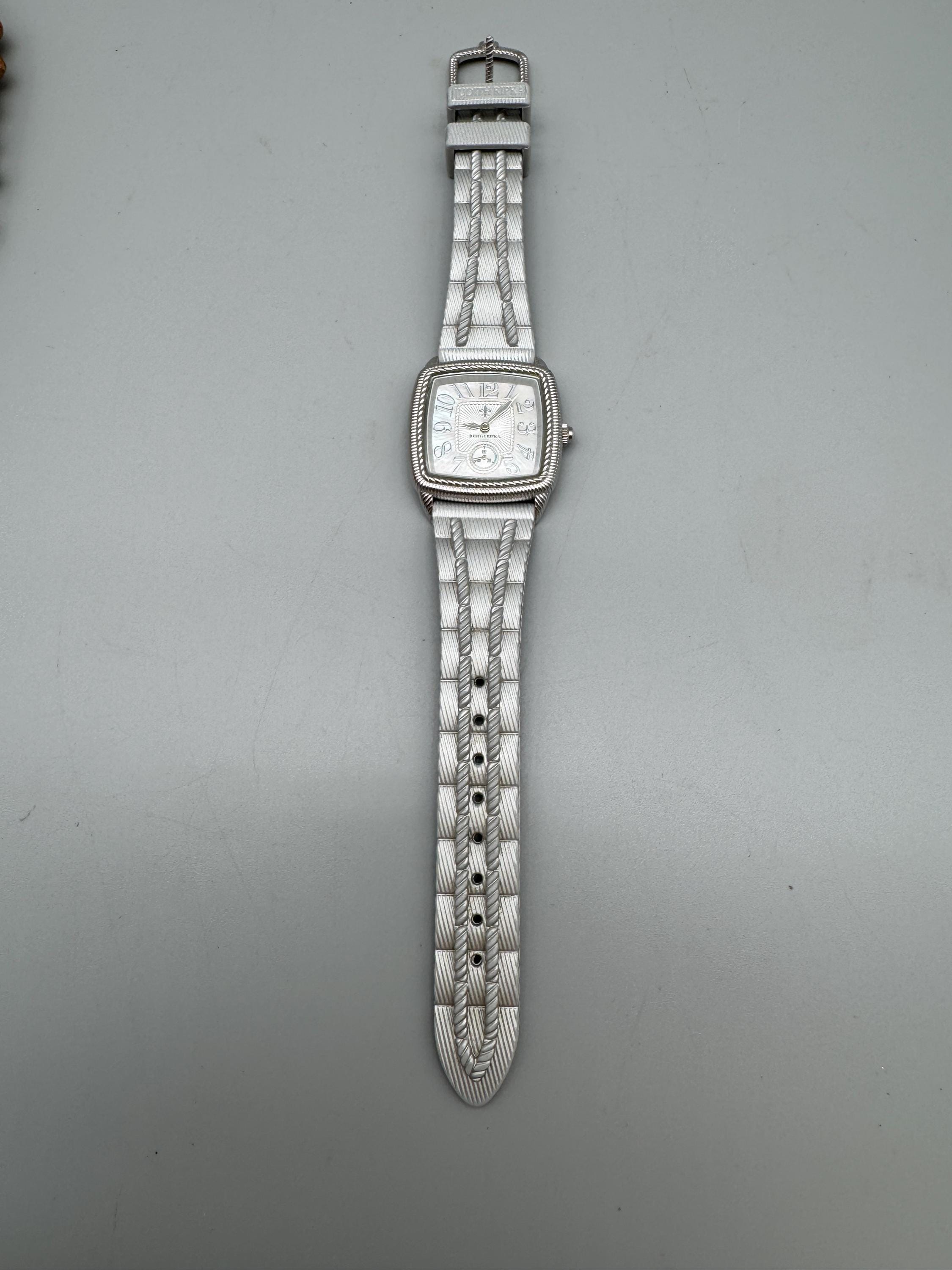 Judith Ripka Mother of Pearl Dial Stainless Steel Silver Silicone