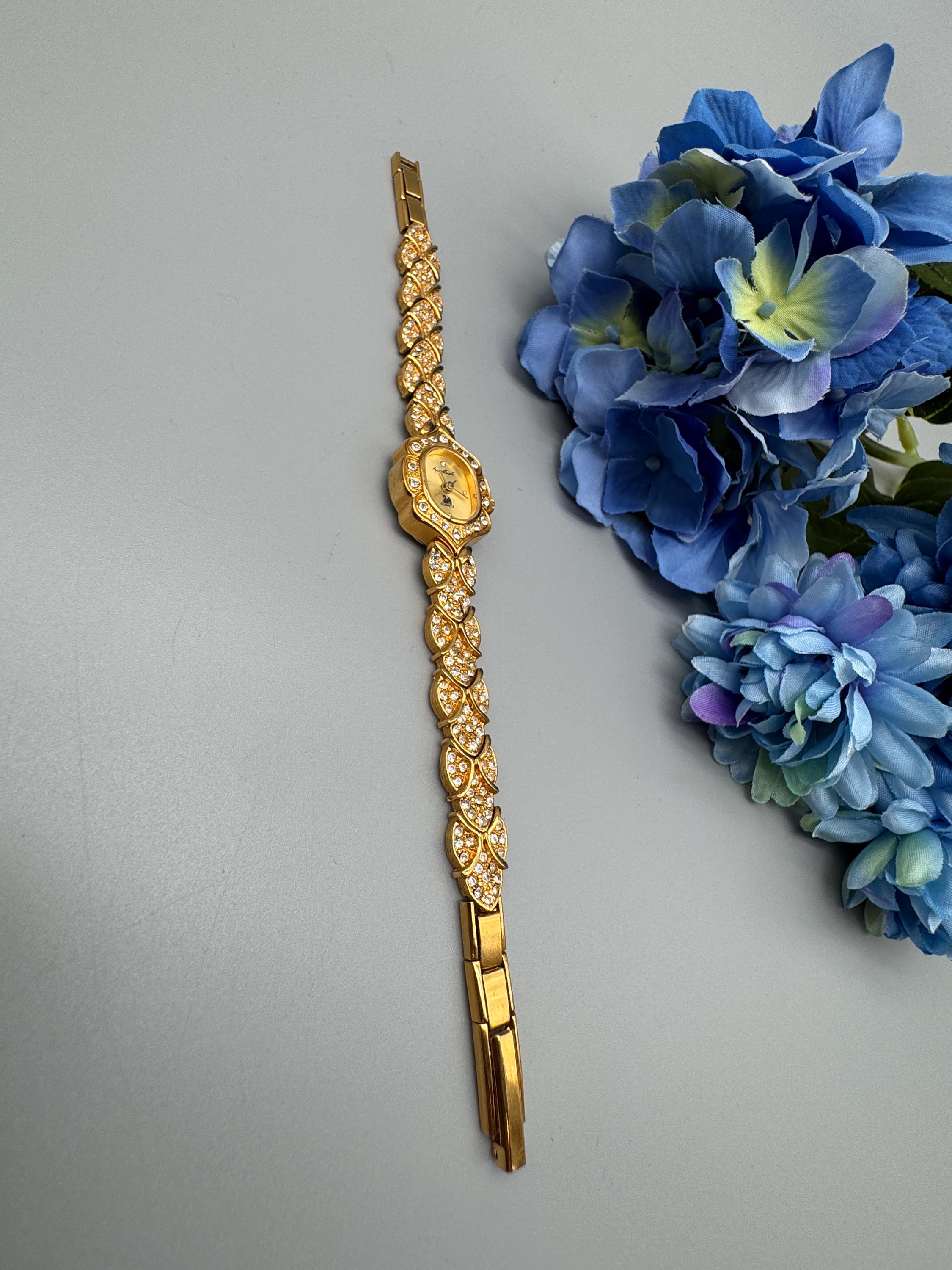 Vintage Gloria Vanderbilt Quartz Gold Tone Watch With 