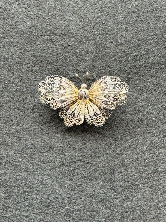 Broche ancienne en forme de papillon et d'abeille avec épingle en