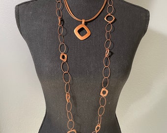 Premier Designs Embers Copper Pendant Necklace: 43&quot; Chain