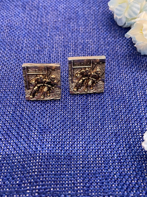 RARE FIND - Vintage football cufflinks silver and… - image 5