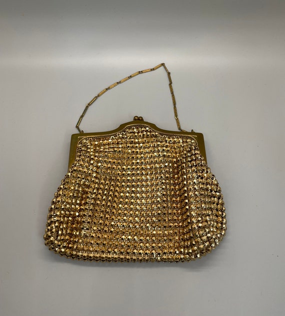 Vintage Gold Color Mesh Clutch Bag Circa 1940's