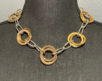 Vtg Ralph Lauren RL Silver-Tone Choker Chunky Curb Chain O