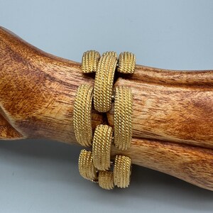 Vintage Wide MONET Raised Texture Gold Tone Tank Track Bracelet