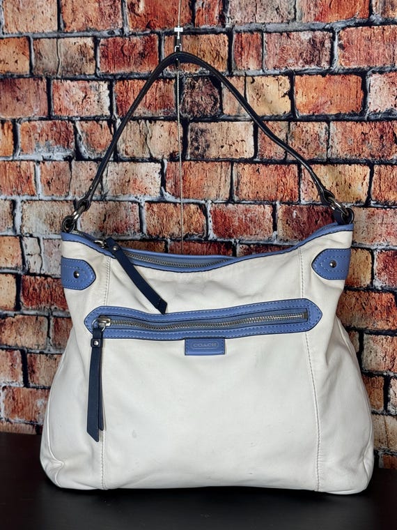 Coach Daisy Spectator Hobo Bag in Ivory and Periwinkle Blue 