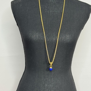 Vintage Joan Rivers 4 interchangeable bead pendant on heavy 36&quot; silver tone chain