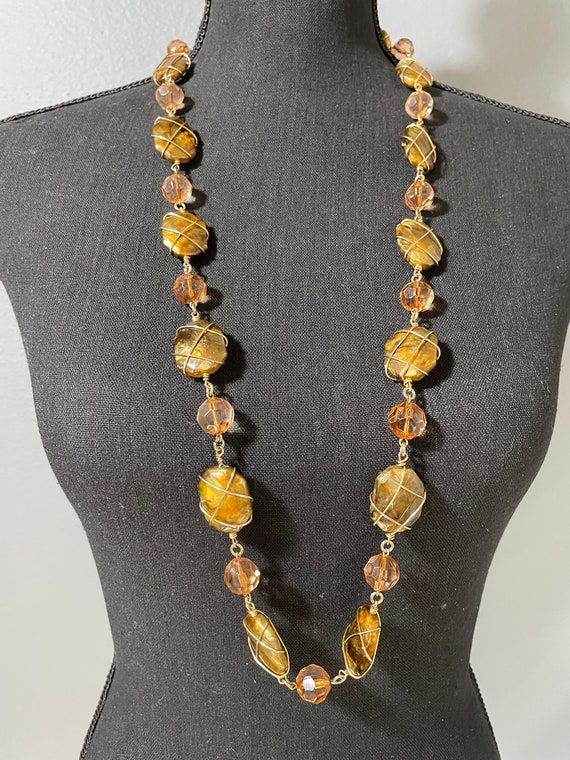 Joan Rivers Golden Brown Beads Wrapped with Gold … - image 2