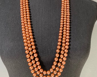 Joan Rivers extra long copper faux 8mm pearls - 100&quot; long