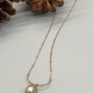 Catherine Popesco Elegant Gray Faux Pearl Necklace