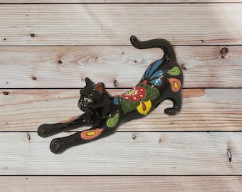 Black Cat Or Brown Cat Talavera Black Cat Large Talavera | Ceramic Home Decors | Kitchen Patio Garden Animal Statue | Garden Pottery Decors