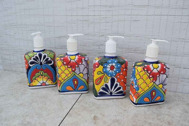 Soap Dispenser Ceramic Décor Talavera Kitchen, Patio and Garden Pottery Mexican Décor Hand Painted Ceramic Pottery Mexican Folk Art image 7