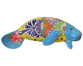 Manatee Baby Talavera | Mancave Home Kitchen Patio & Garden | Pottery Animal Décor | L 6" W "  4 Depth  1 " | Talavera Ceramic Decor