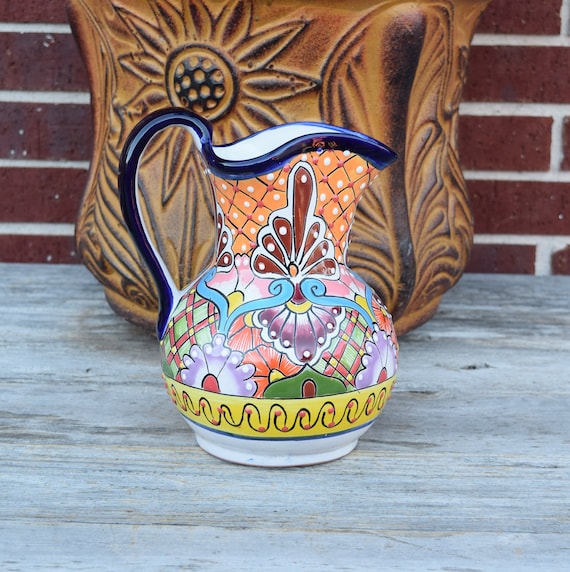 Talavera Ceramic Pitcher Home Kitchen Patio Garden Pottery Decor