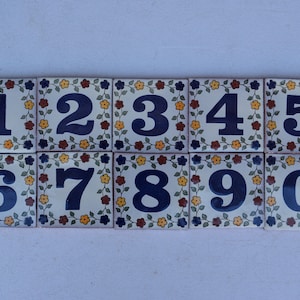 House Tile Talavera Numbers | Ceramic Talavera Pottery | Ceramic Tile House Numbers | Ceramic House Number with Flower | Ceramic Decor Home