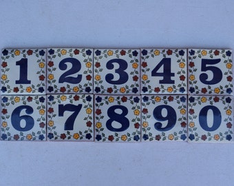 House Tile Talavera Numbers | Ceramic Talavera Pottery | Ceramic Tile House Numbers | Ceramic House Number with Flower | Ceramic Decor Home