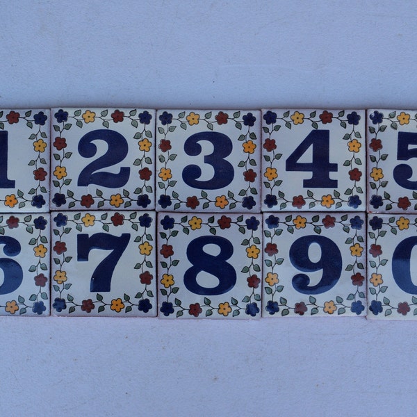 House Tile Talavera Numbers | Ceramic Talavera Pottery | Ceramic Tile House Numbers | Ceramic House Number with Flower | Ceramic Decor Home