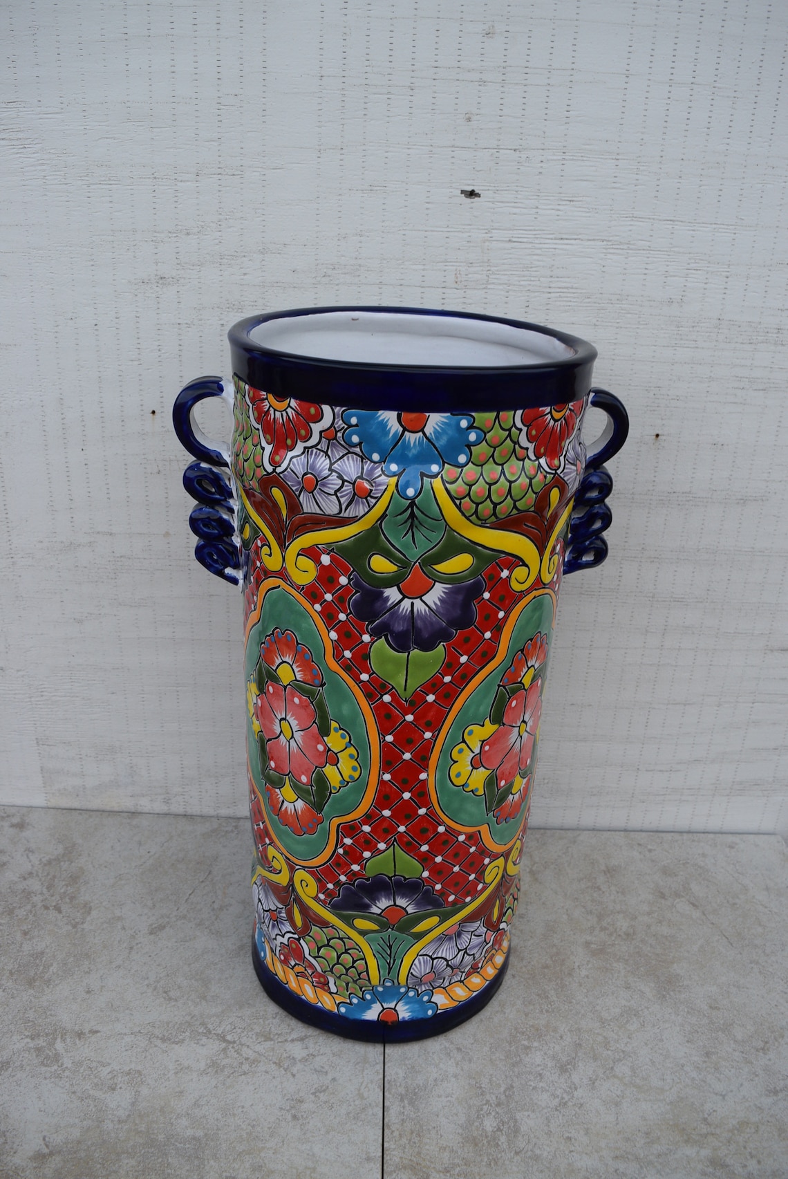 Vase or Umbrella Holder Talavera Home Kitchen Garden Pottery Etsy