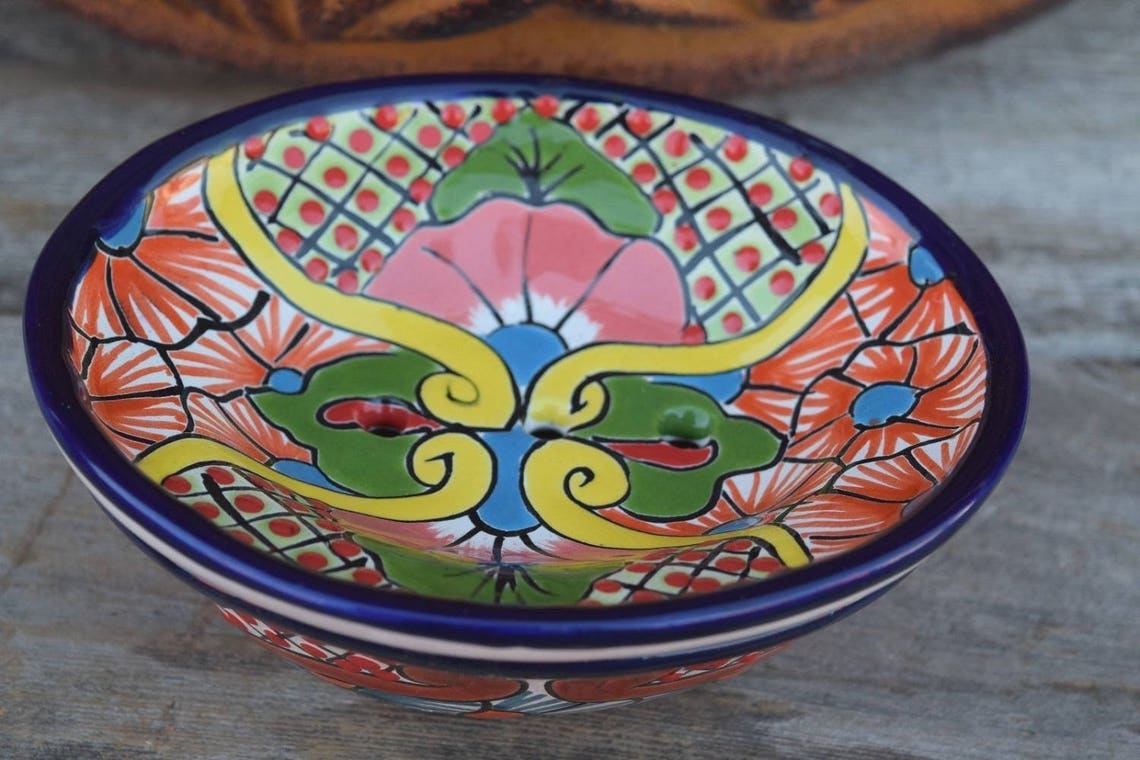 Soap Dish Ceramic Talavera Decor Bathroom Home Kitchen Etsy