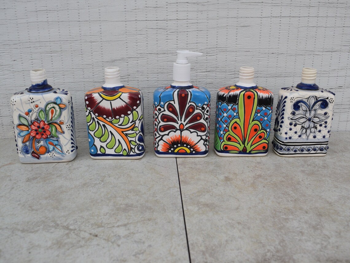 Soap Dispenser Ceramic Décor Talavera Kitchen Patio Garden Etsy