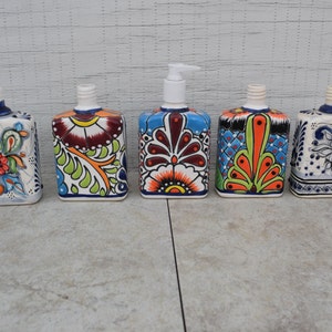 Soap Dispenser Ceramic Décor Talavera Kitchen, Patio and Garden Pottery Mexican Décor Hand Painted Ceramic Pottery Mexican Folk Art image 5