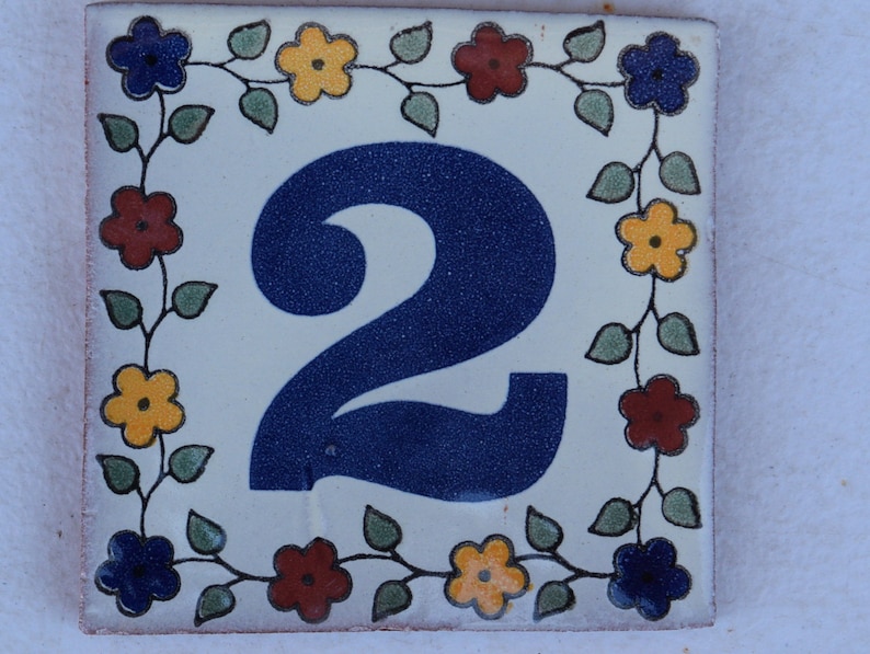 Tile House Numbers Ceramic Talavera 4 X 4 Inhes Home Address Etsy