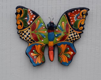 Butterfly Talavera | Beautiful Butterfly Wall Art  for Indoor and Outdoor | Mexican Talavera Ceramic Pottery Décor | Hand-Painted Wall Decor