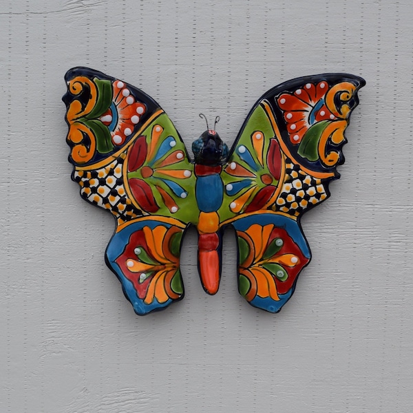 Butterfly Talavera | Beautiful Butterfly Wall Art  for Indoor and Outdoor | Mexican Talavera Ceramic Pottery Décor | Hand-Painted Wall Decor