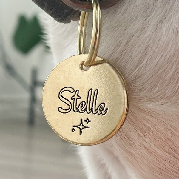 Personalized Dog Tag - Sparkle Stars Design Engraved - Cat ID Tag - Dog Collar Tag - Custom Dog Tag - Personalized Tag - Pet ID Tag