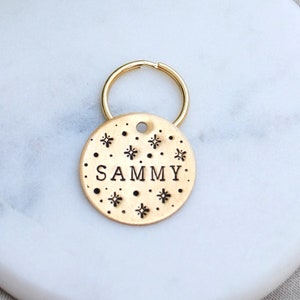 Stardust Hand Stamped Dog Tag - Cat ID Tag - Dog Collar Tag - Custom Dog Tag - Pet ID Tag - Metal Pet Tag - Star Tag - Customized Cat Tag