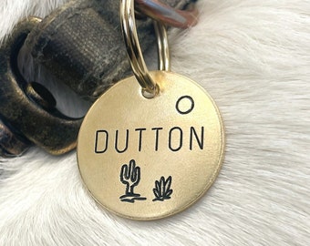 Personalized Dog Tag - Desert and Cactus Design Engraved - Cat ID Tag - Dog Collar Tag - Custom Dog Tag - Personalized Tag - Pet ID Tag