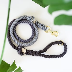 Seil Hundeleine Ombré Graue Baumwollleine - Sauberer Schiefer - Süße Hundeleine - Geschenk für Sie - Hunde Accessoire - Hundeliebhaber Geschenk - Hochzeitsleine