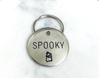 Personalized Dog Tag - Ghost with Hat Dog Tag Design Engraved - Cat ID Tag - Dog Collar Tag - Custom Dog Tag - Personalized Tag - Pet ID Tag