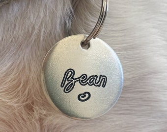 Bean Design Engraved Dog Tag - Cat ID Tag - Dog Collar Tag - Custom Dog Tag - Personalized Tag - Pet ID Tag - Pet Name Tag - Cat Collar Tag