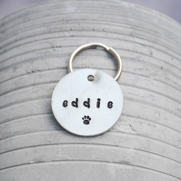 Dog Tag - Paw Print Hand Stamped Dog Tag - Dog Tag for Dogs Personalized - Cat ID Tag - Custom Dog Tag - Pet ID Tag - Dog Tag Canada