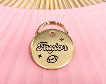 Personalized Dog Tag - Football Dog Tag Design Engraved - Cat ID Tag - Dog Collar Tag - Custom Dog Tag - Personalized Tag - Pet Tag - Taylor