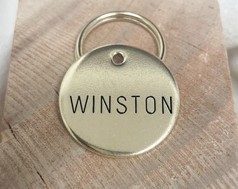 Personalized Dog Tag - No Design Engraved Tag - Cat ID Tag - Dog Collar Tag - Custom Dog Tag - Minimalistic Tag - Pet ID Tag - Gold Tag